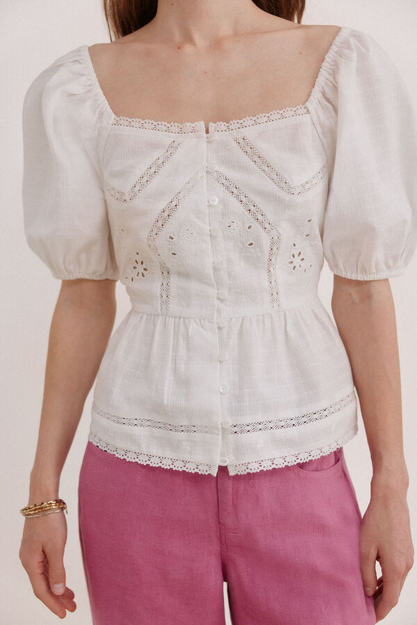Hoss Intropia Gaia. Blusa peplum rom&acirc;ntica Ecru