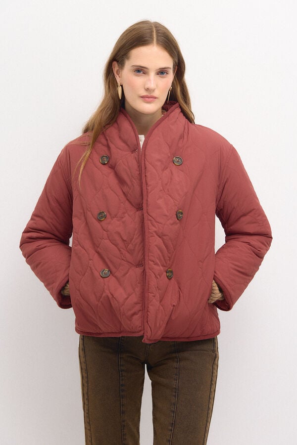 Hoss Intropia Diana. Quilted buttons -down jacket Burgundy