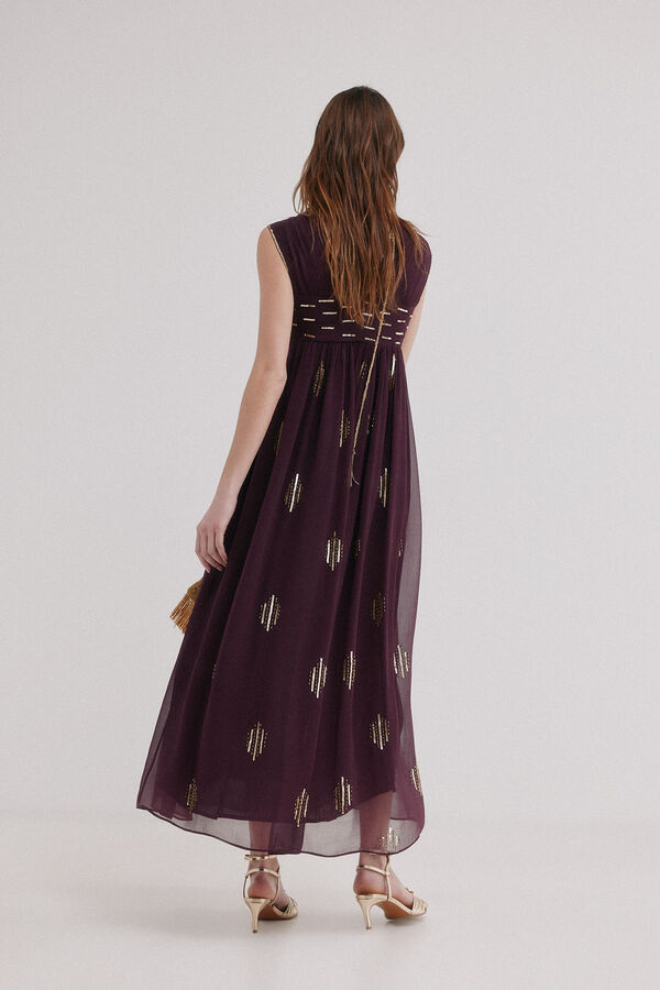 Hoss Intropia Aurora. Vestido bordado Roxo