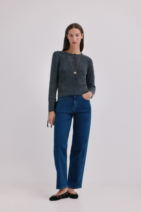 Hoss Intropia Inés. Casaco de malha vazado Cinzento