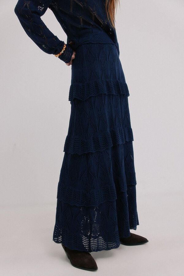 Hoss Intropia Renata. Saia midi em tricot Azul