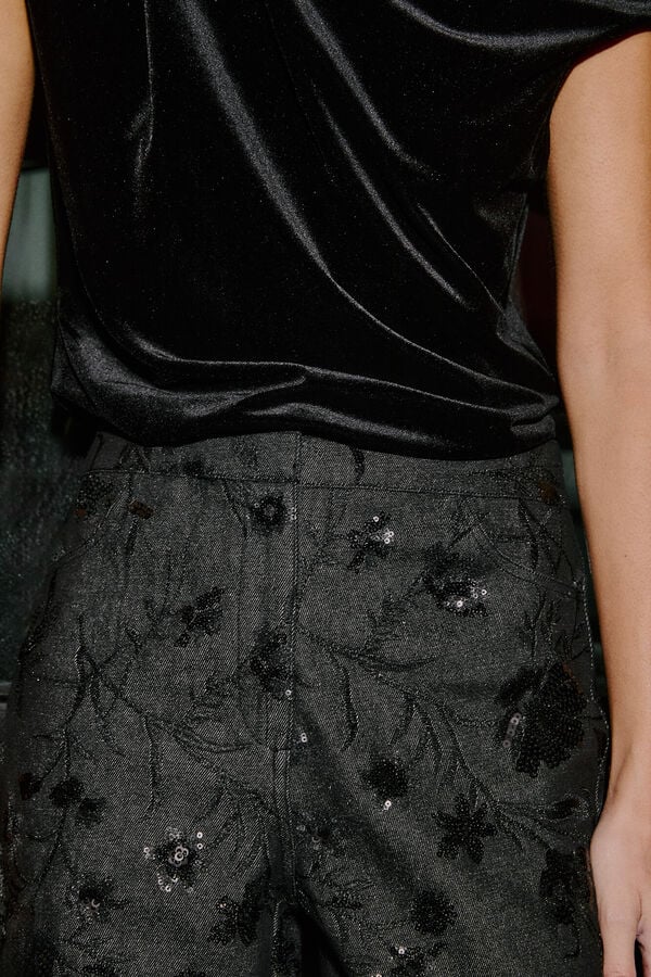 Hoss Intropia Becca. Jeans bordado Cinzento