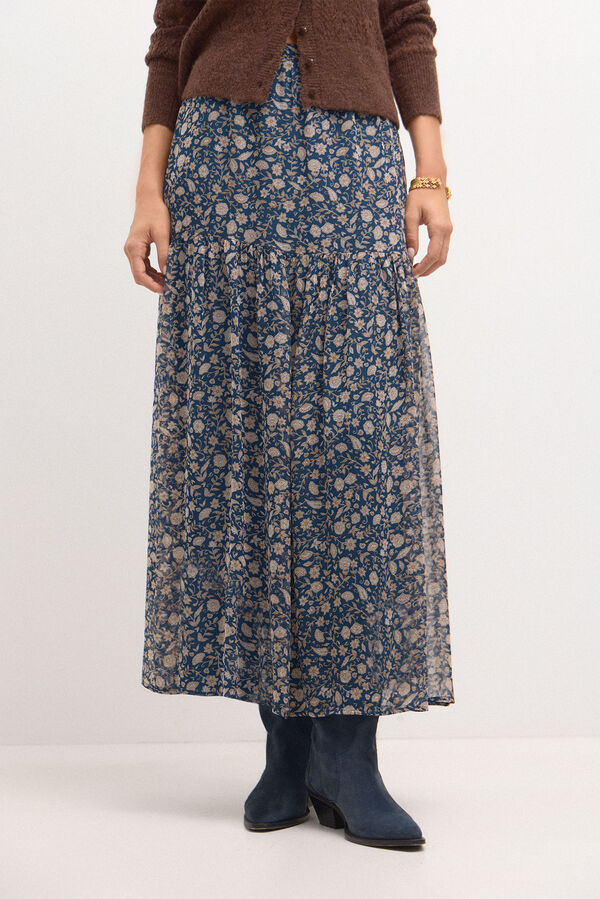 Hoss Intropia Olivia. Printed skirt  Blue