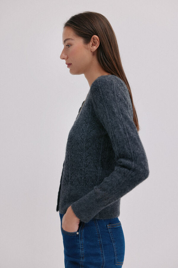 Hoss Intropia Inés. Casaco de malha vazado Cinzento