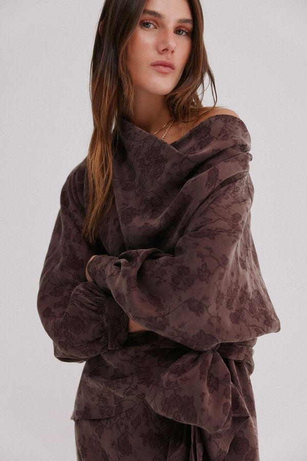 Hoss Intropia Agatha. Vestido jacquard Castanho