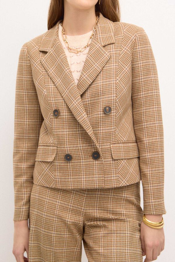 Hoss Intropia Edith. Short checked blazer Ivory