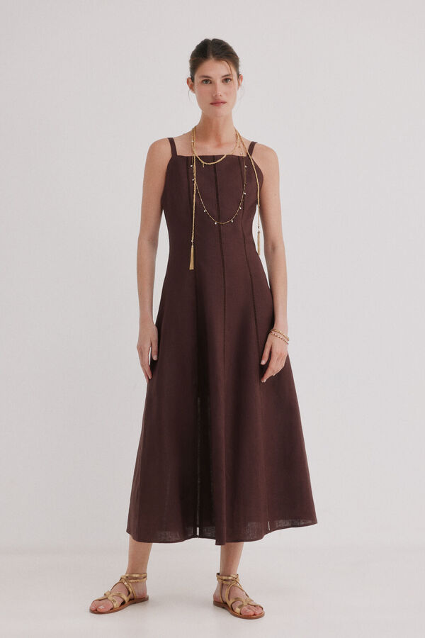 Hoss Intropia Antonela. Linen midi dress Brown