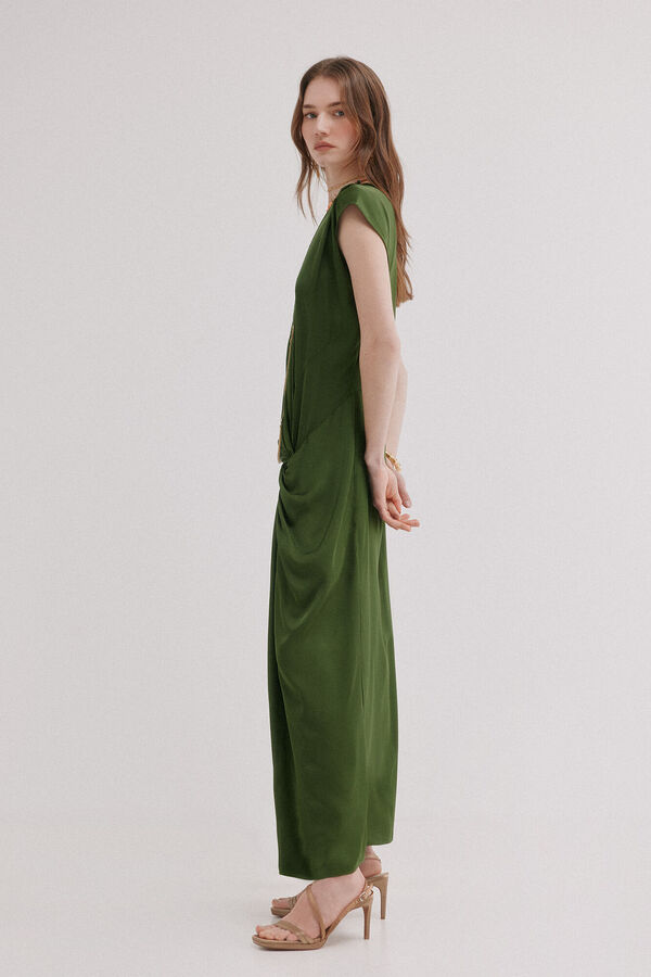 Hoss Intropia Amelia. Vestido midi drapeado Verde