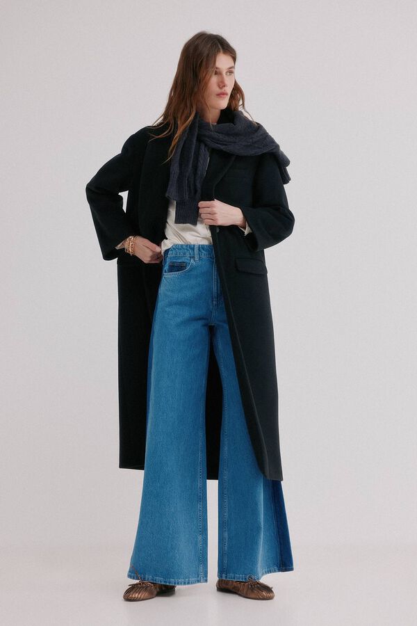 Hoss Intropia Lapel collar coat Florence Black