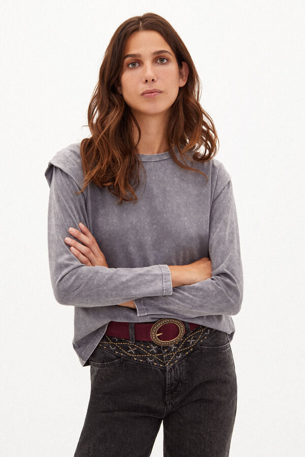 Hoss Intropia Duna. Camiseta de algod&oacute;n desgastada Gris