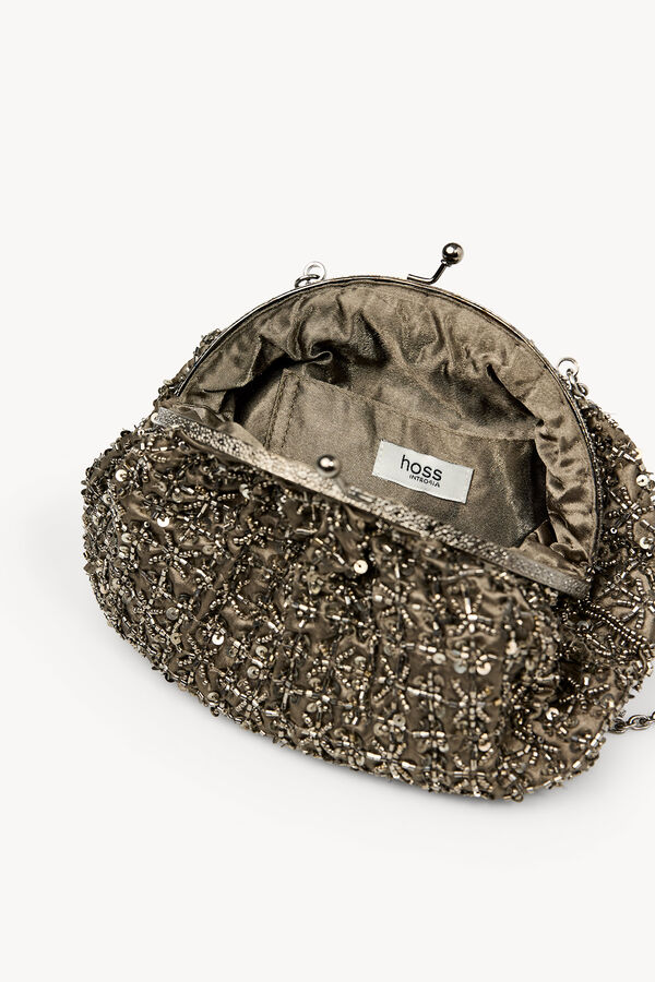 Hoss Intropia Nuria. Mala clutch bordada Cinzento