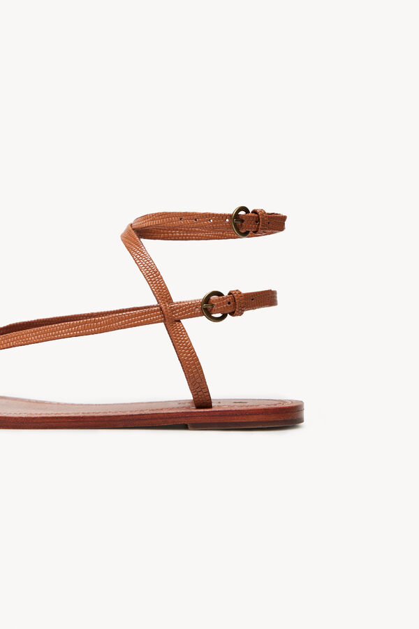 Hoss Intropia Maisa. Engraved flat leather sandals Beige
