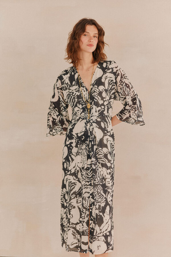 Hoss Intropia Lorna. Vestido estampado Ecru
