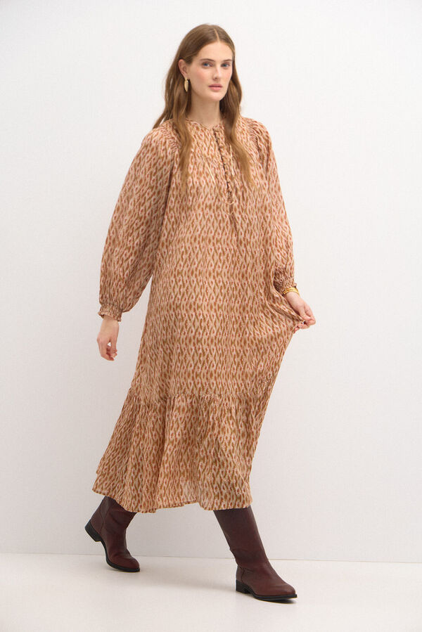 Hoss Intropia Rania. Printed dress. Beige