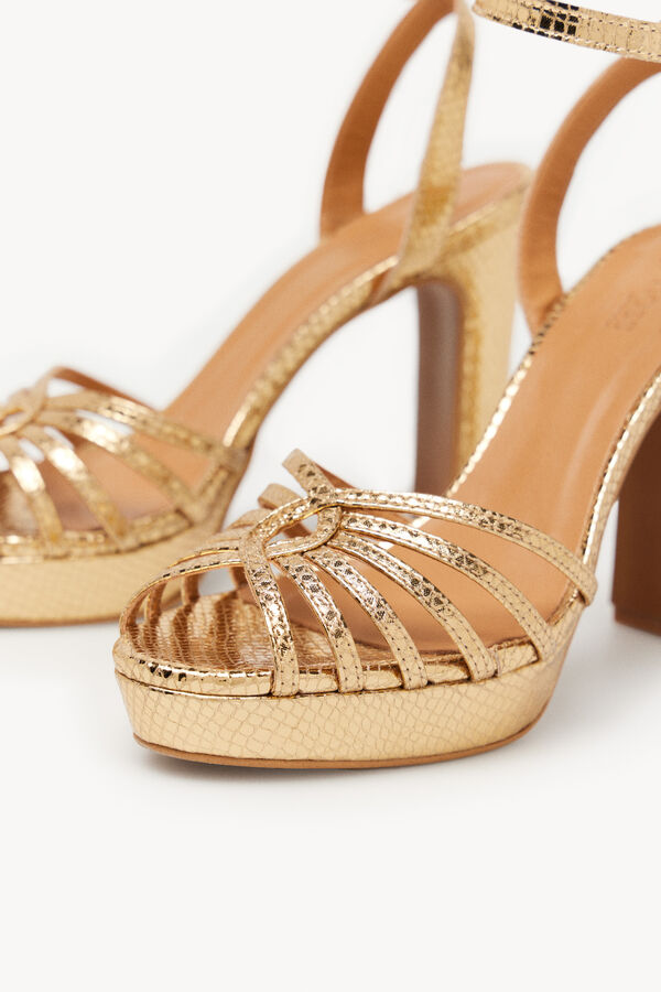 Hoss Intropia María. Metallic leather heeled sandals Gold