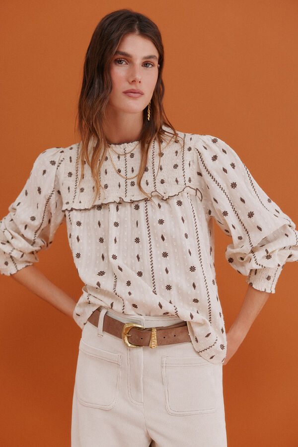 Hoss Intropia Catalina. Blusa com cintado = entallado Branco