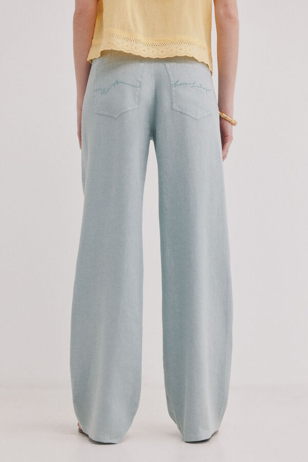 Hoss Intropia Cal&ccedil;a em linho Paupa Azul