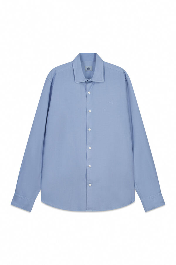 OOTO Camisa lisa fluida de manga comprida Azul