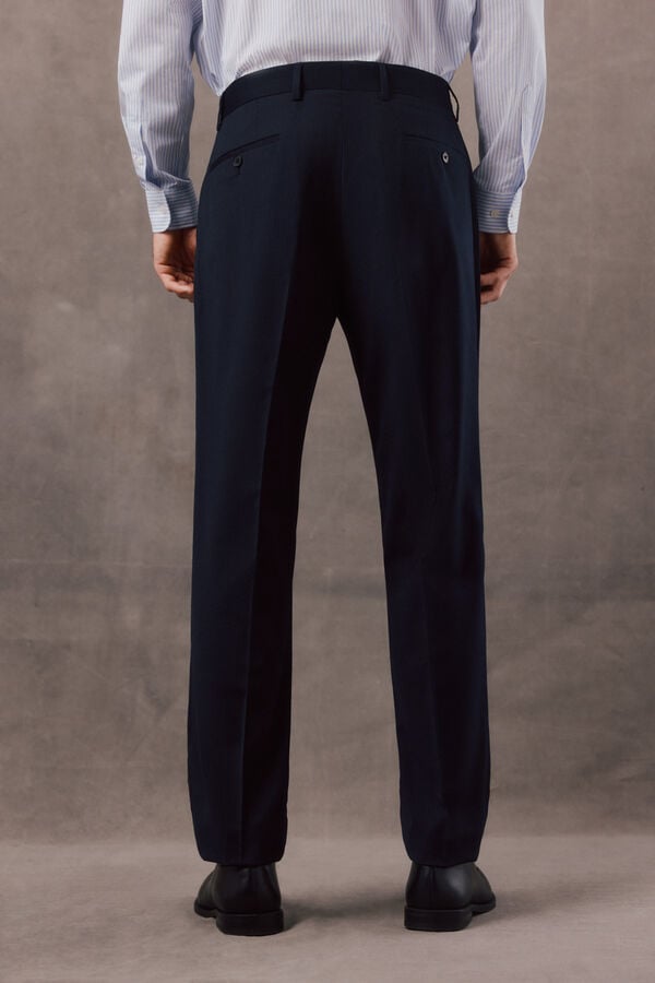 OOTO Cal&ccedil;a de fato espiga navy Azul