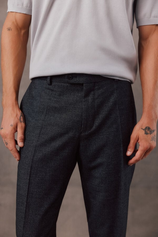 OOTO Pantal&oacute;n traje franela gris Gris oscuro