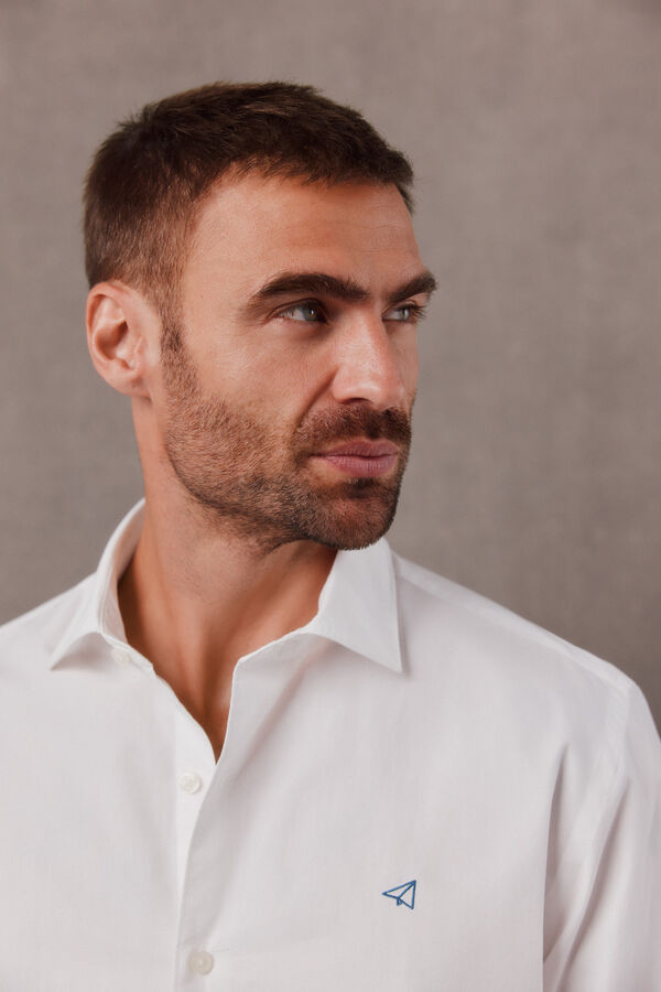 OOTO Plain poplin long sleeve shirt White