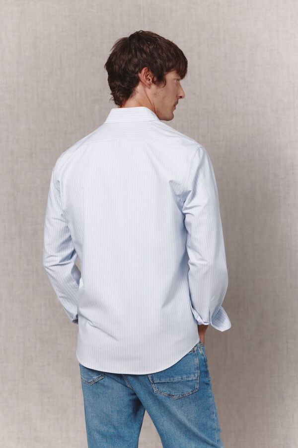 OOTO Striped oxford long sleeve shirt Blue