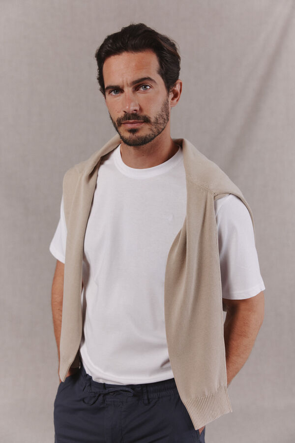 OOTO Camiseta b&aacute;sica lavada con bordado avi&oacute;n Blanco