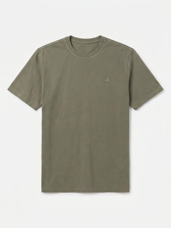 OOTO T-shirt b&aacute;sica lavagem desbotada com bordado avi&atilde;o Verde