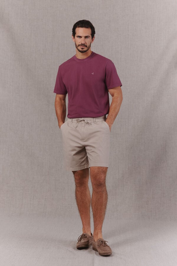 OOTO Camiseta b&aacute;sica lavada con bordado avi&oacute;n Rosa