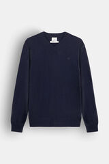 OOTO Jersey lana punto grueso cuello pico Azul marino