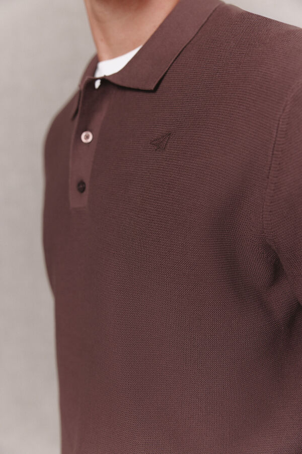 OOTO Camisola de algod&atilde;o com gola polo Castanho