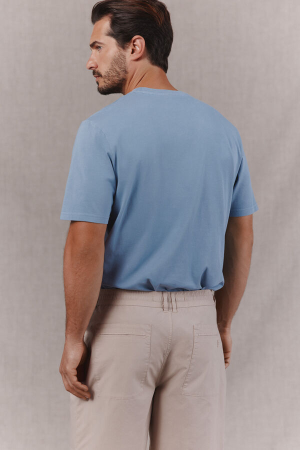 OOTO Camiseta b&aacute;sica lavada con bordado avi&oacute;n Azul