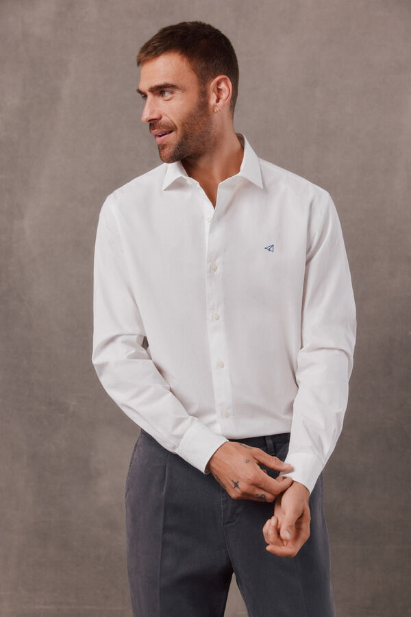 OOTO Plain poplin long sleeve shirt White