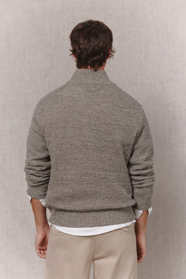 OOTO Twisted knit funnel neck jumper Grey