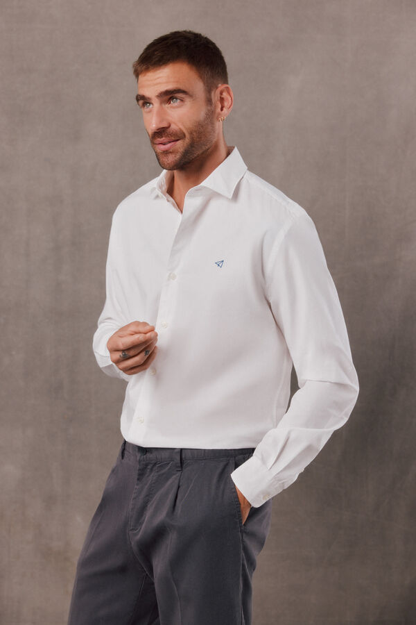 OOTO Plain poplin long sleeve shirt White