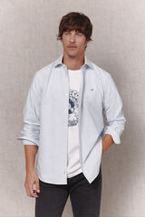 OOTO Camisa de riscas candela oxford de manga comprida Azul