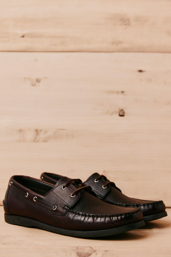 OOTO Zapato n&aacute;utico piel Marr&oacute;n oscuro