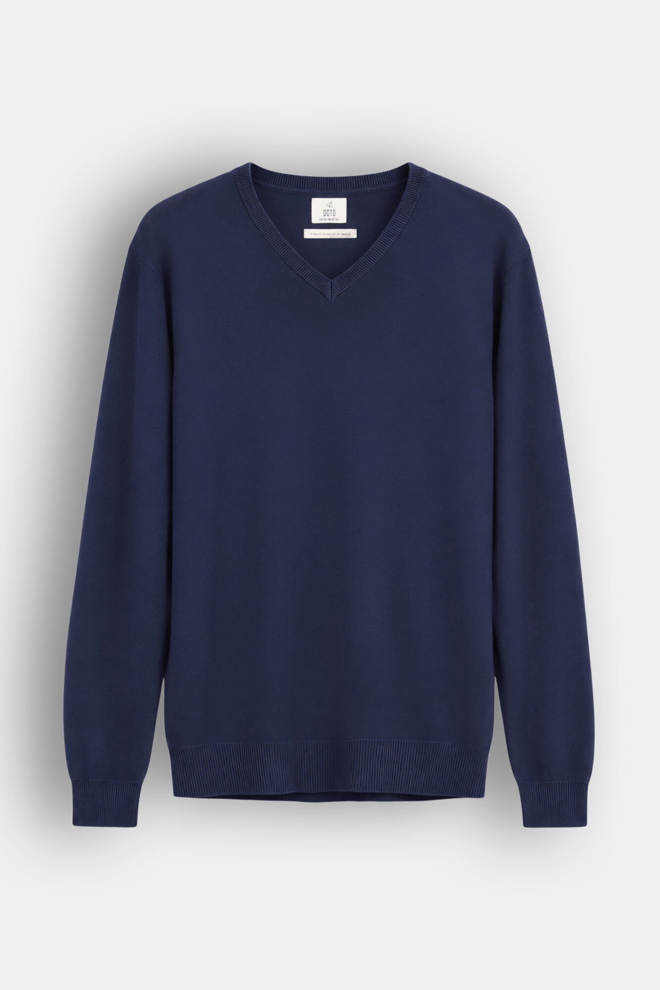 OOTO Camisola de algod&atilde;o b&aacute;sica com decote em bico