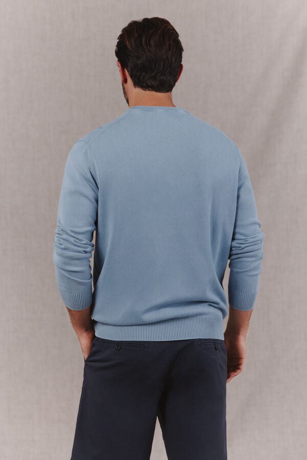 OOTO Camisola b&aacute;sica gola caixa Azul