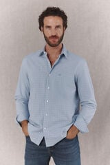 OOTO Camisa de popelina aos quadrados de manga comprida Azul