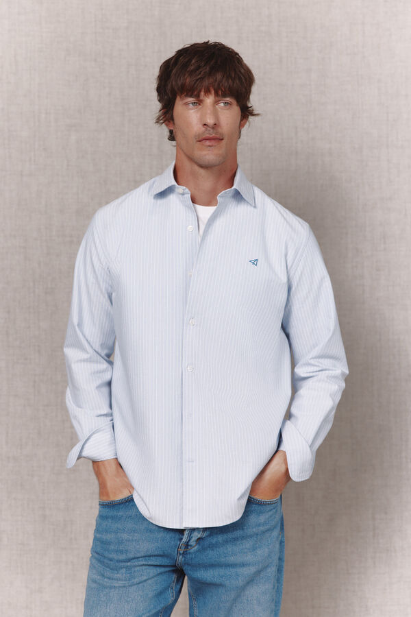 OOTO Striped oxford long sleeve shirt Blue