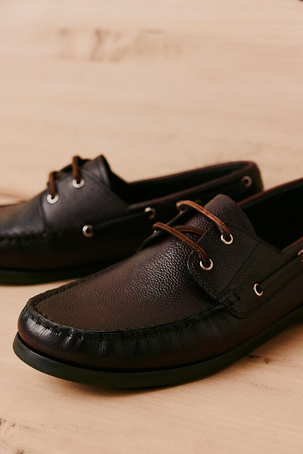 OOTO Zapato n&aacute;utico piel Marr&oacute;n oscuro