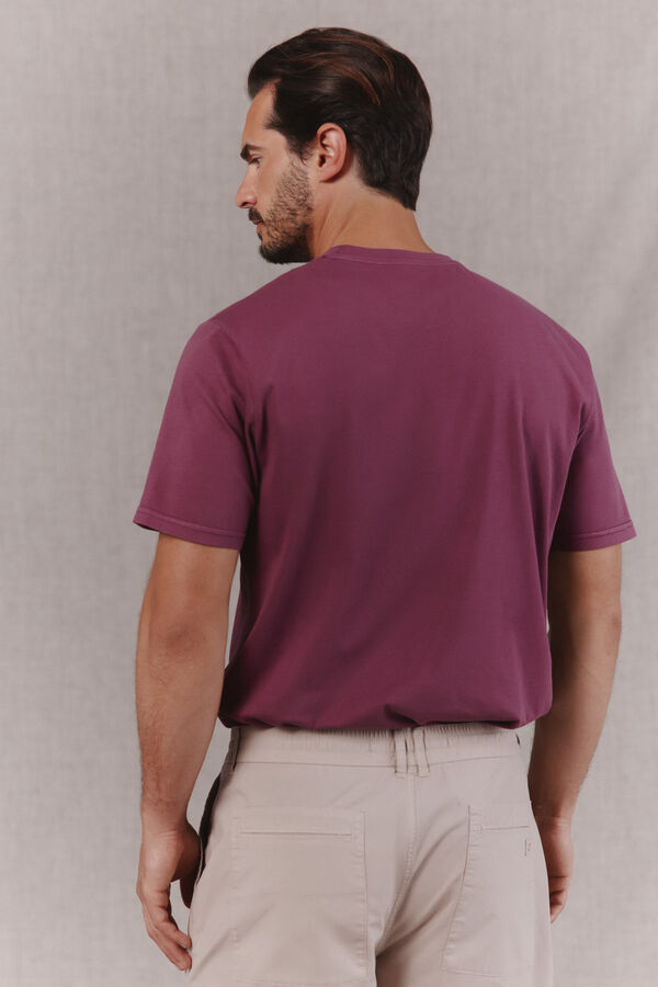 OOTO Camiseta b&aacute;sica lavada con bordado avi&oacute;n Rosa