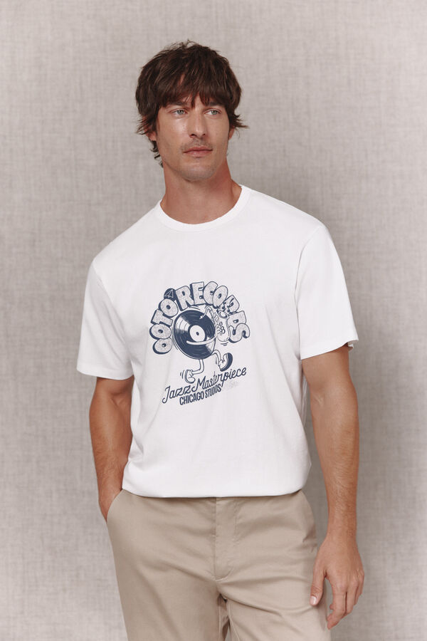 OOTO T-shirt gr&aacute;fica lavada Branco