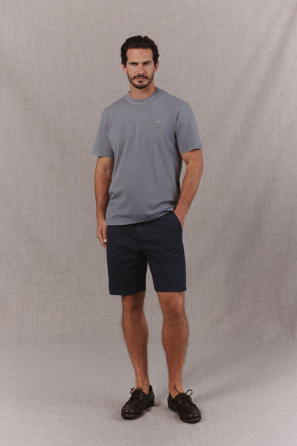 OOTO Camiseta b&aacute;sica lavada con bordado avi&oacute;n Gris