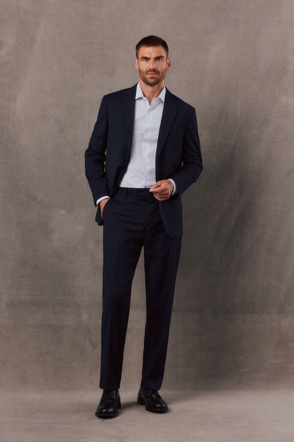 OOTO Blazer de fato em espiga azul-marinho Azul