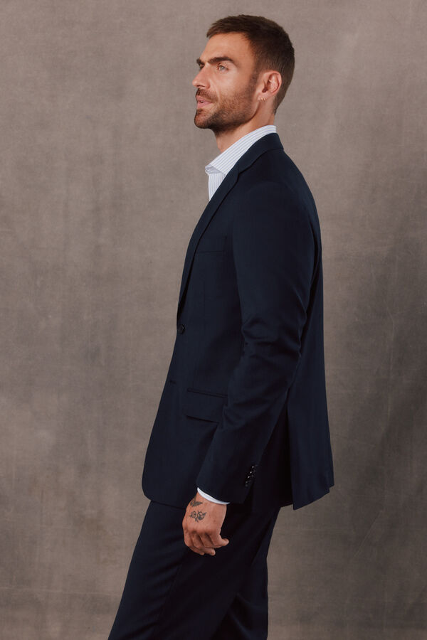 OOTO Blazer de fato em espiga azul-marinho Azul
