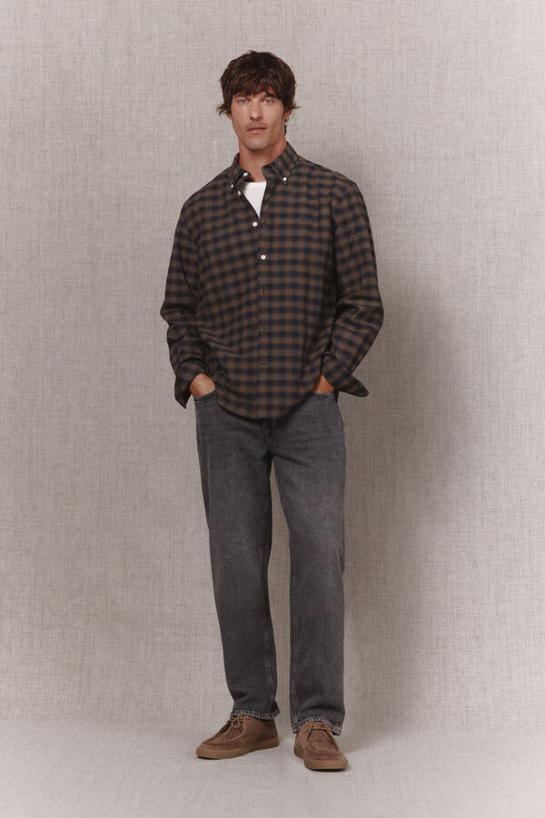 OOTO Plaid twill shirt Kaki