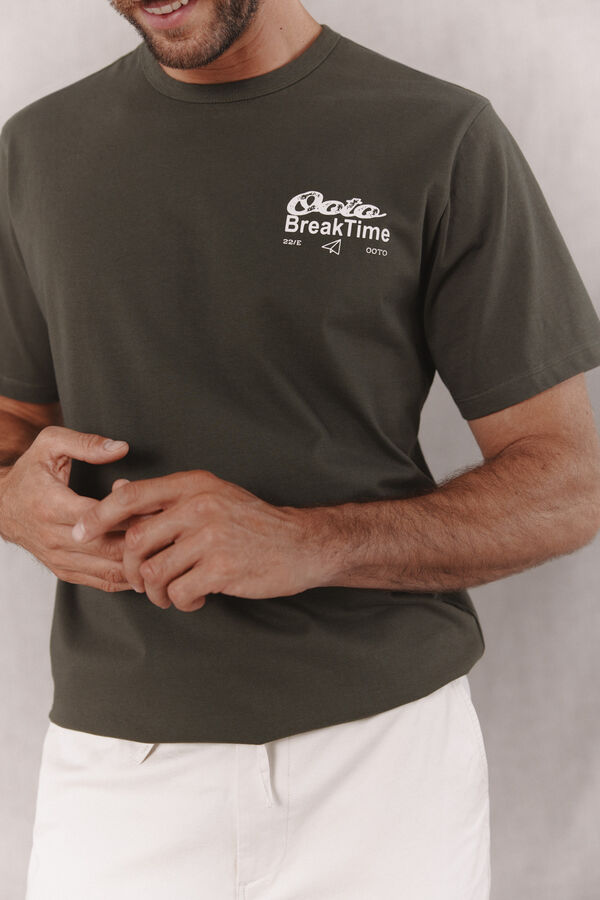 OOTO T-shirt gr&aacute;fica lavada Verde