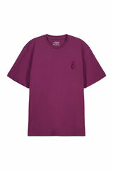 OOTO T-shirt b&aacute;sica lavagem desbotada com estampado Subiu